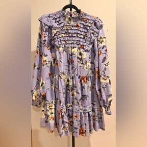 Anthropologie Lavender Floral Smock Dress